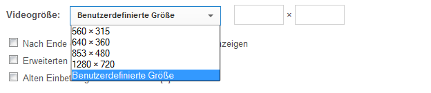 Eigene Videogröße festlegen