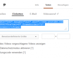 Embed Code eines Youtube Videos holen
